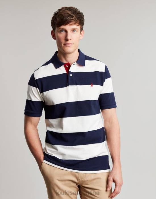 Joules polo de avellana hombres raya blanca azul vestir 64BB165